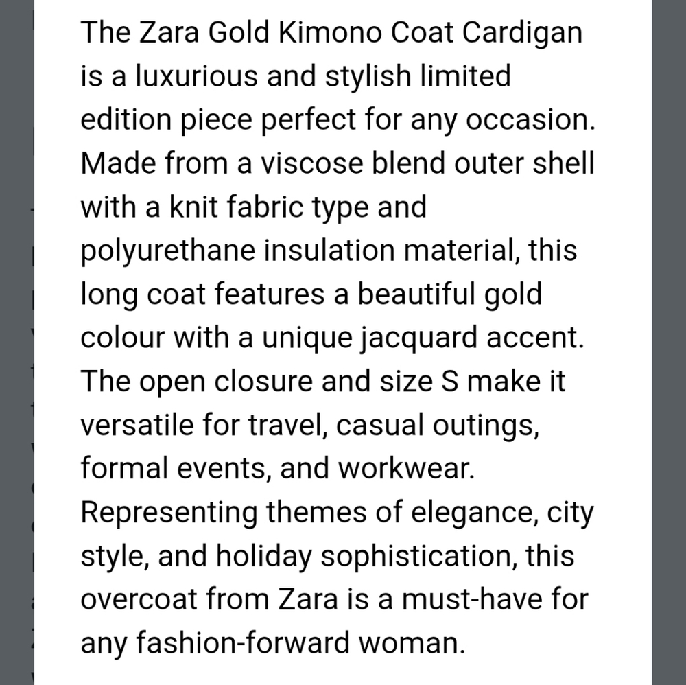 Zara Limited Edition Jaquard Knit Duster Coat Size Small Gold/ Grey,Blue - Picture 13 of 14